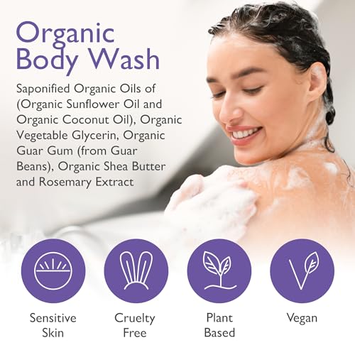 SoCal Suds & Company Organic Shea Butter Body Wash ? Lavender Liquid Castile Soap for Hand & Body, Moisturizing Plant-Based Organic Soap for Women, Men & Sensitive Skin (12oz)