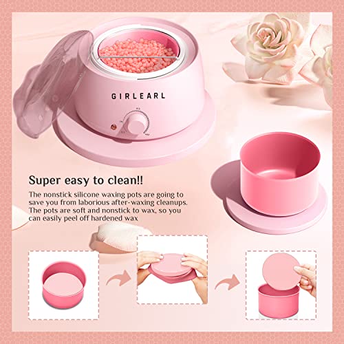 Waxing Kit + 2.5lb Rose Wax Beads for Women and Men, Brazilian Bikini Hard Wax for Coarse Hair Full body Legs, Face and Underarms at Home Waxing Beads for Sensitive Skin