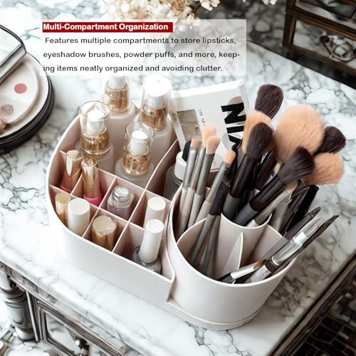 Makeup Organizer Countertop with Rotating Brush Holder for Vanity, Bathroom, Dresser Cosmetic Makeup Storage Organizer Multifunctional¡¦