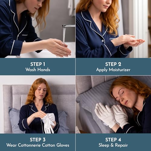 8 Pairs Cottonnerie Original Cotton Gloves for Dry Hands Sleeping, Moisturizing Gloves Overnight, Hand Moisturizer Gloves, Moisture Gloves for Dry Hands Overnight, Sleeping Gloves, Medium