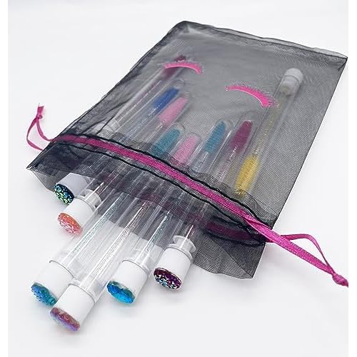 Jexila 100 Pack Lash Bags for Clients Eyelash Aftercare Black Mesh Bags Drawstring 5''X7'' Small Cosmetic Makeup Beauty Gift Bag for Women Supplies (5 x 7 Inch, Black Plus Rose)