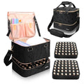 Nail Polish Organizer Bag Holds 84 Bottles (15ml/0.5 fl.oz)& Nail Lamp, PU Leather Nail Supplies Organizer with Holder& Shoulder Strap, Portable Travel Nail Kit Storage Carrying Case (Black)
