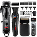 HIENA PRO Professional Cordless Hair Clippers for Men, Beard Trimmer & Elecatric Shaver & Nose Hair Trimmer Set, Rechargeable Barber Hair Cutting Grooming Kit