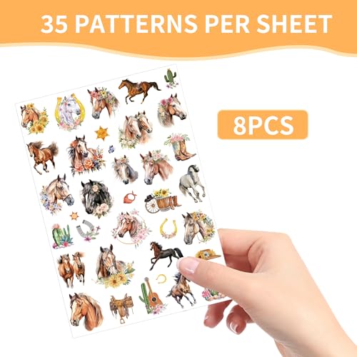 Horse Party Temporary Tattoos - 200+ Cowgirl Birthday Party Favors, Cowboy Hat, Boots, Cactus Western Party Supplies Decorations, Treat Bag Stuffers for Boys Girls