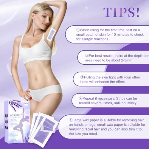 Wax Strips Hair Removal for Women: Waxing Kit with 72 Pcs Body Waxing Strips Dual Sides & 4 Calming Oil Wipe For Face, Bikini, Legs, Lip, Brazilian Wax Kit At Home, Hypoallergenic All Skin