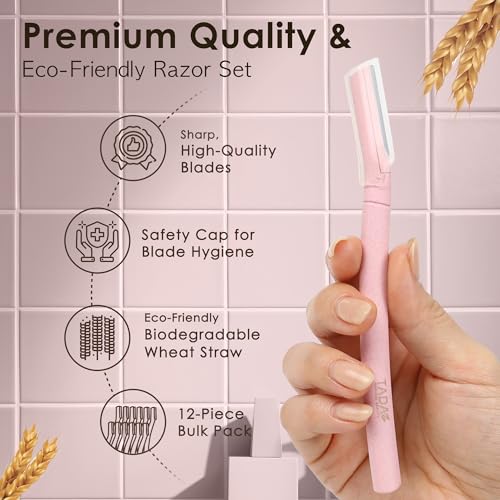 Biodegradable Dermaplaning Tool 12pk, Face Eyebrow Face Razors, Face Shaver & Exfoliating (Lavender)
