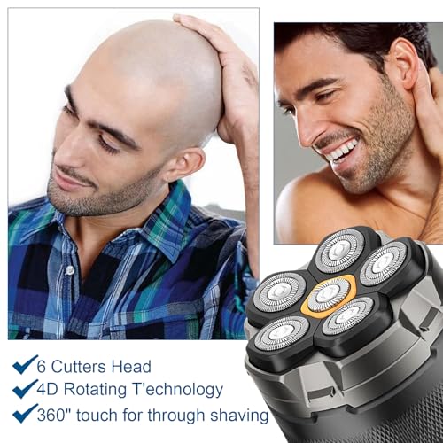 2 pcs Magnetic buckle 6 Blade head shaver Replacement heads Compatible with Wyklaus Redbreak Detona DOAO head shaver