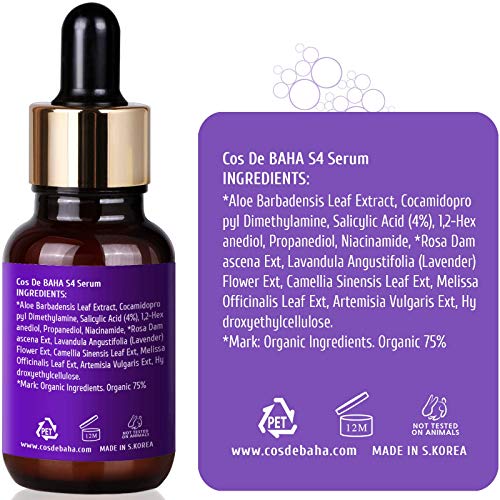 Cos De BAHA Salicylic Acid 4% Exfoliating Facial Serum with Niacinamide, 1 Fl Oz (30ml)