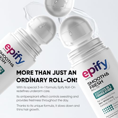 Epify Smooth & Fresh Roll-On, Eliminates Unwanted Hair, Controls Odor and Sweat, Smoothes Underarm, Reduces Ingrown Hair, 1.69 Fl Oz (1)