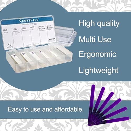 Backscratchers SeptiFile Storage Tray 6 Pack - Replaceable Double-Sided Nail Files - White and Gray Buffer