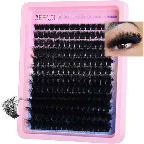 Volume Eyelash Clusters 300D Lash Clusters Thick Lash Extension 8-20mm Individual Lash Extensions DIY Cluster Eyelash Extensions Dramatic Full Salon Look at Home by Befacl