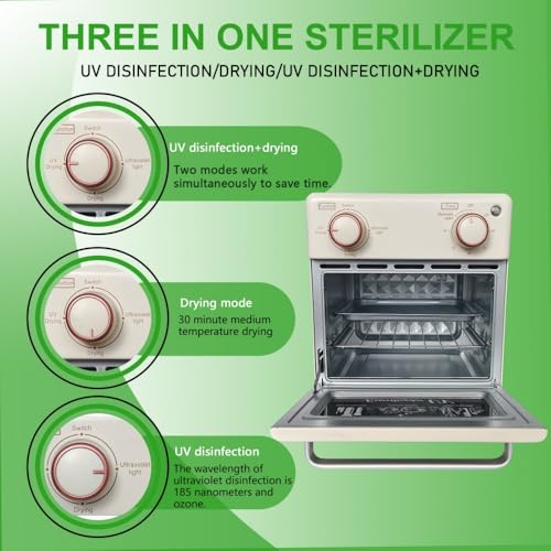 Sterilizer Tools, 8L Drying and 3-in-1 Disinfection Tools 150W Sterilizer with Timer Disinfection Cabinet Suitable for Mother-Child Products, Towels, Hair Salons, Nail Studios (White1)