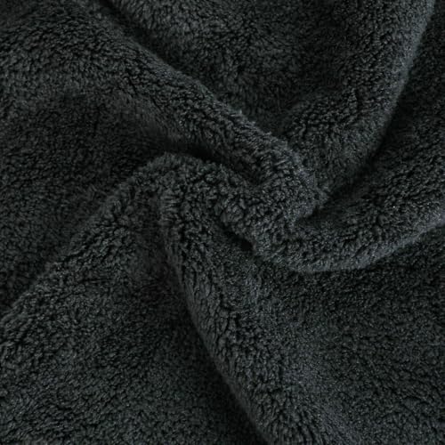 PHOGARY 8 Pack Microfiber Wash Mitts for Face Body, Super Soft Absorbent Coral Fleece Facial Cloths Bath Shower Mitt, Reusable Makeup Remover Washcloths, Black, 6x9in