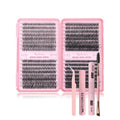Lash Clusters Kit 640 Pcs, Eyelash Clusters Extensions Kit with Bond Glue & Remover, 9-16mm Individual Lashes D Curl Fluffy Wispy False Eyelashes (30D+40D+50D+60D Kit)