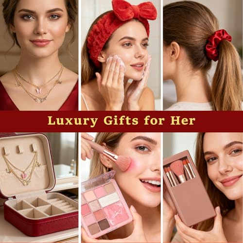Bath and Body Gift Basket Set Mothers Day, 16 Pcs Luxury Rose & Vanilla Scent Spa Gift Basket Set for Women, Watermelon Body Scrub, Perfect Bath & Body Gift Set, Home Spa Bath Pamper Gifts Teens