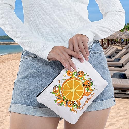 WZMPA Orange Bird Cosmetic Bag - Orange Bird Lovers Gift - Flower & Garden - Makeup Zipper Pouch Bag