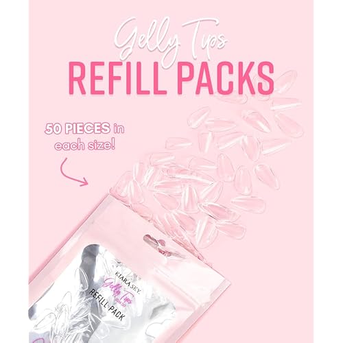 Kiara Sky Gelly Tips Refill Pack - Soak Off Soft Gels - Coffin Shape (Long Length) (Sizes 0, 1, 2)