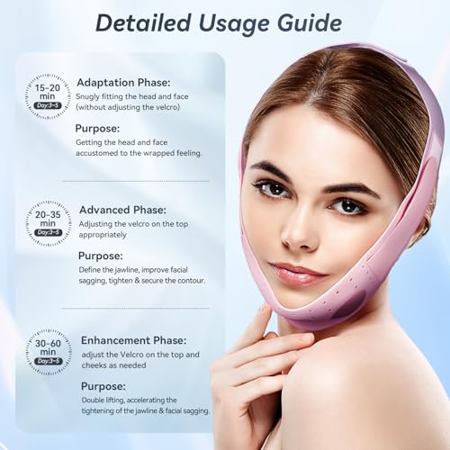 Chin Strap for Sleeping, Soft Silicone V-Line Lifting Mask, Reusable Face Lift for Women Men Anti Snoring Devices for Sleep Home Working Travel Yoga (Blush Pink) (pink)