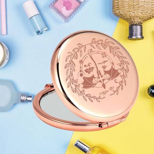 KEYCHIN 4th Wing Pocket Mirror Dragon Rider Book Gifts Empyrean Book Series Compact Makeup Mirror Ya Fantasy Book Lover Gifts (4 Wing-RG)