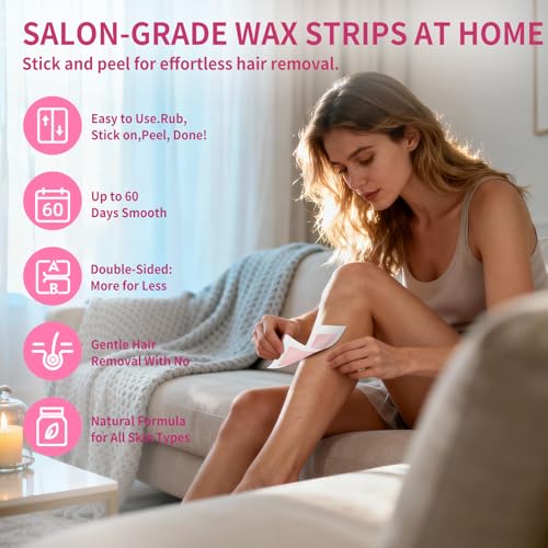 58 PCS Wax Strips - 38 Facial & 20 Body Waxing Kit for Women¡¯ s Hair Removal,Wax Strips for Face,Eyebrow,Body, Arms, Legs, Chest, Back, Bikini/Brazilian Waxing Strips & 4Calming Oil Wipes