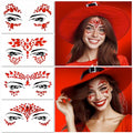 Face Gems - Self-Adhesive Jewels for Festival, Rave Party, Halloween Body Makeup - Glitter Tattoo Sticker, Rhinestone for Eyes, Face, Body (4 PCS RED)