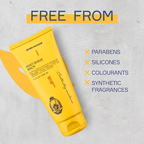 Seven Potions Post Shave Balm for Men ? Calms Skin Irritation, Retains Moisture ? Soothing, Hydrating, Lightweight Formula ? Natural, Vegan, Cruelty-Free Aftershave Lotion (3.4 FL OZ)
