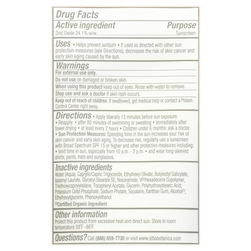 Alba Botanica Sunscreen for Face and Body, Sport Mineral Sunscreen Lotion, Broad Spectrum SPF 45, Water Resistant and Fragrance-Free, 4 fl. oz. Tube (Pack of 4)