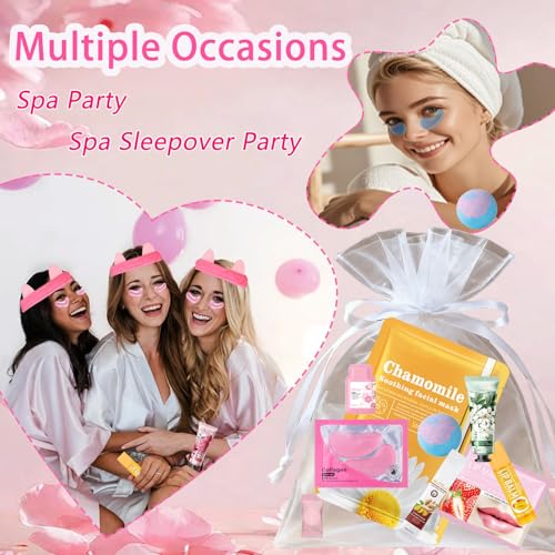 110 PCS Spa Party Supplies for Women, Spa Party Favors Include Face£¦Lip Mask,Hand Cream,Under Eye Patches and Foot Bath Bombs,Spa Birthday Sleepover Party Supplies,Sleepover Party Gifts