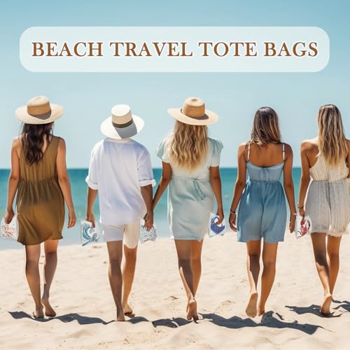 Kacctyen 10 Pcs Beach Makeup Bags Bulk Zipper Pouch Canvas Beach Themed Cosmetic Bag for Women Cruise Ship Essential Sea Summer Vacation Organization Cruise Party Favor Bridesmaid Wedding(Multicolor)