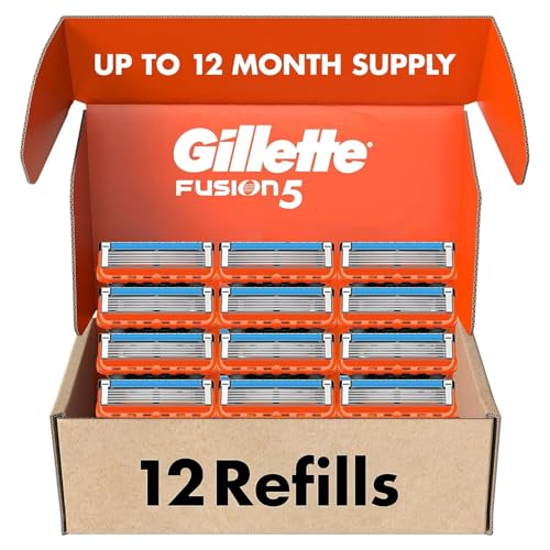 Gillette Fusion5 Mens Razor Blade Refills, 12 Count, Lubrastrip for a More Comfortable Shave