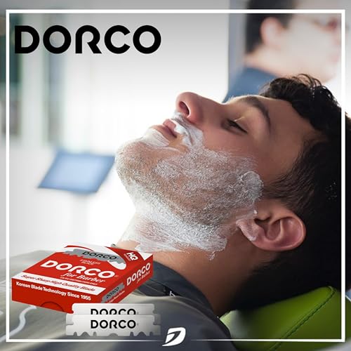 the shave factory Straight Edge Razor Kit (Black / 100 Dorco Single Edge Razor Blades Red)