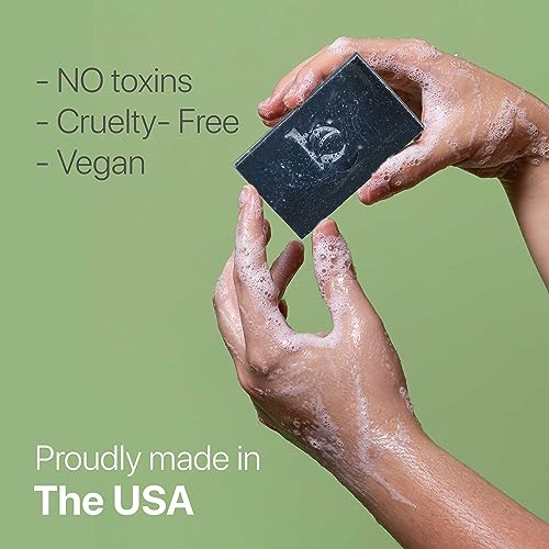 Peppermint Tea Tree Charcoal Facial Bar Soap - USA Made with Natural & Organic Ingredients, Face Wash Black Soap Bar for Acne, Eczema & Psoriasis, Detoxifying Charcoal for Oily & Sensitive Skin