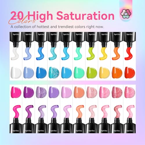 Saviland Poly GEL Nail Colors£º20 Colors Nail Extension Gel Kit Bright Rainbow SAVILAND 3 Set Essentials Nail Stand for Press Ons :Powerful Magnetic Nail Holder for Painting Nails Stand Fake Nail Stand