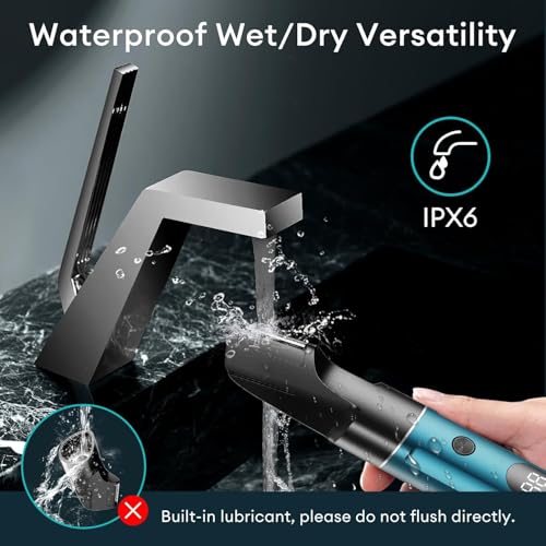 kensen Body Hair Trimmer for Men 3-in-1 Beard Trimmer for Men, Manscape Men's Groin & Pubic Hair Trimmer IPX6 Waterproof Wet/Dry Hair Clippers for Mens Rechargeable Electric Razor for Mens (Blue)