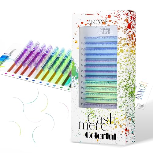 Colored Lash Extensions, 16 Rows Cashmere eyelashes, 0.07 D Curl 17-20mm Classic eyelash Extensions, Single Lash Extensions for Professional Salon Use(0.07-D-Ombre 17-20)