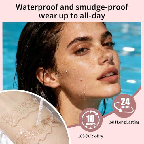 UCANBE 2PCS Dual-Ended Freckle Pen & Freckle Stamp - Precise 15¡Æ Curved Tip Makeup Waterproof & Smudge Proof, Long Lasting Faux Freckles Pencils (02 Natural Coffee)