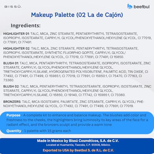 Makeup Kit Biss? 6?Color Palette + Velvet Puff + 2 Finger Puffs + Makeup Sponge + Exfoliating Sponge (4 Styles) (02 La de Caj?n)