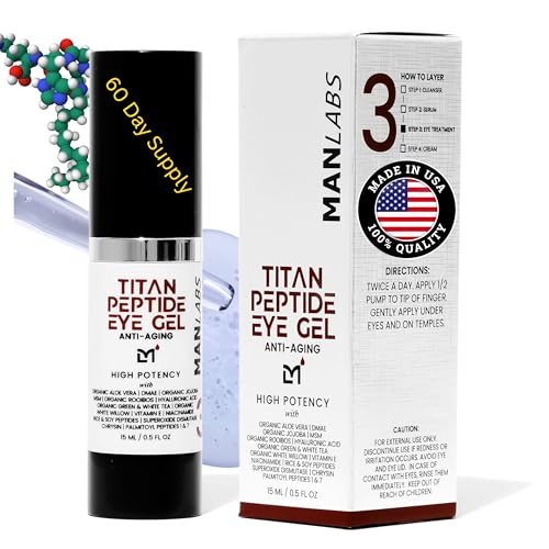 Titan Peptide Cooling Eye Serum ? Mens Eye Cream ? Anti-Aging Bags & Dark Circle ? Appearance of Under Eye Bags Treatment for Men, Puffy Eyes Treatment Men ?Peptides, HA, DMAE, MSM ?Unscented