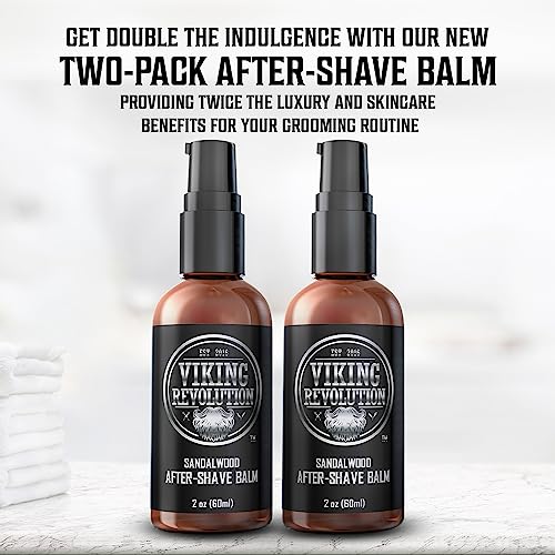 Viking Revolution Luxury After-Shave Balm for Men - Soothes and Moisturizes Face After Shaving - Eliminates Razor Burn for A Silky Smooth Finish - Sandalwood Scent (Pack of 2)