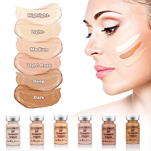 Facial Glow Serum Starter Kit Hyaluronic Acid Essence Foundation Skin Care Kit 0.27oz 6 Vials, Combined With Niacinamide and Peptides To Brighten Skin Tone Anti-Aging Foundation 6-Color(Multicolo)