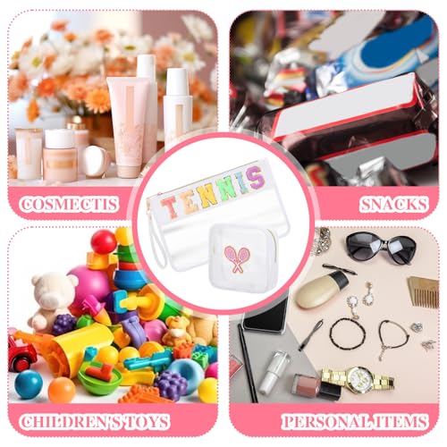 2 Pcs Tennis Cosmetic Bag Gifts for Girl Makeup Bags Pink Clear PVC Waterproof Toiletry Zipper Travel Pouch for Women Girls Tennis Lovers Players Valentine Gifts