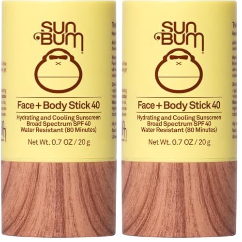 Sun Bum Original SPF 40 Face and Body Sunscreen Stick - Water resistant Broad Spectrum Facial Sunscreen-Hawaii 104 Act Compliant (Made Without Octinoxate & Oxybenzone)-Travel Size-0.7 oz,(Pack of 2)