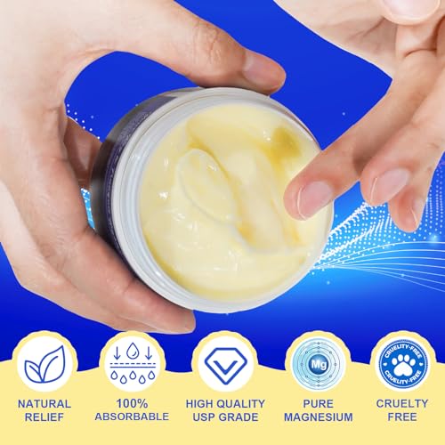 Magnesium Cream,Topical Magnesium Cream with Pure Zechstein Magnesium,Magnesium Lotion,Rich in Almond Oil, Lavender, Vitamin E,Topical Magnesium Oil for Feet, 3.17 OZ