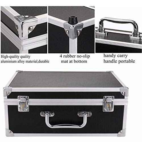 Tattoo Kit Box Case,Tattoo Case Organizer 12.6" x 9.5" x 5.1" W/Lock Machine Carrying Box,Aluminum Alloy with Sponge for Machine
