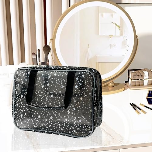 ONEART Waterproof PVC Cosmetic Bag - Clear Makeup Pouch for Travel Toiletry Organizer - Wrinkle-Resistant & Lightweight (1-Pack) (Pink)
