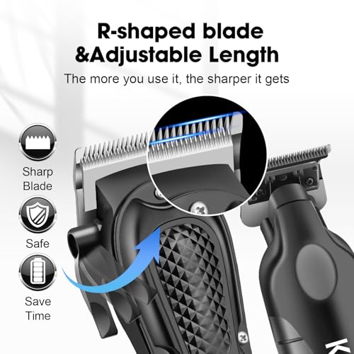 KEMEI Professional Hair Clippers Set for Men, Cordless Rechargeable Barber Clippers & Trimmers Kit, Clippers for Hair Cutting, Gifts for Men