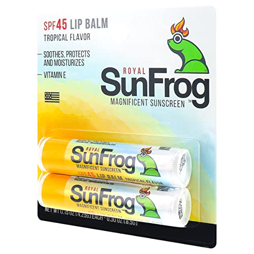 Royal SunFrog | 2-Pack Tropical Lip Balm with SPF 45 Sun Protection | Protects, Soothes, and Moisturizes with Vitamin E and Sunscreen (0.15oz/4.25g Per Stick)