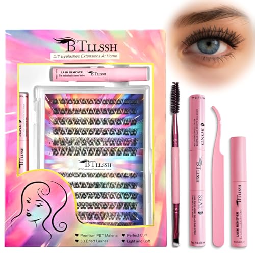 Natural Lash Kit Wispy Eyelash Extensions Individual Lash Extensions Kit with Lash Bond Seal Remover DIY Lash Kit(ZF-D)