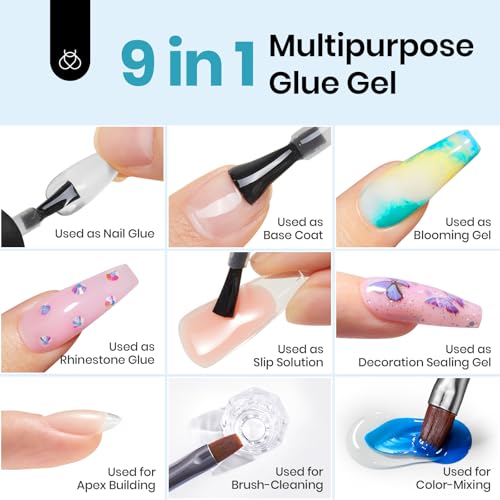 Beetles Gel Nail Kit Amond Shape - 504Pcs Gel Nail Kit Easy Extension Set Etch X Nail Tips Short Almond Half Matte Nail Tips 9 in 1 Glue Uv Led Light Gift for Women