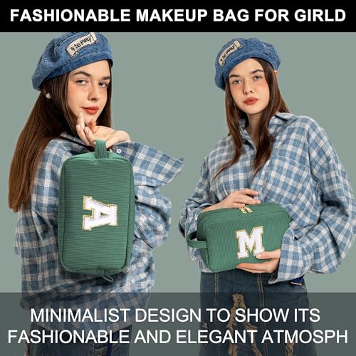 YOOLIFE Initial Travel Makeup Bag Cosmetic Bag - Teen Girl Gifts Trendy Stuff Friend Birthday Gifts for Women Teen Girl Kids